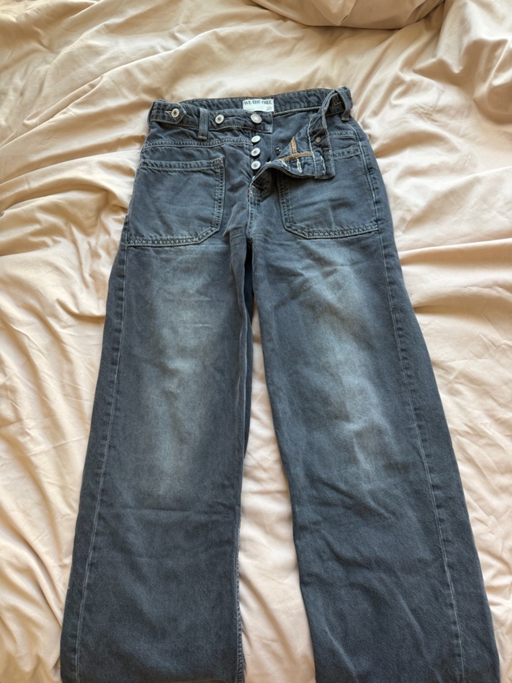 We The Free Washed Black Wide-Leg Button-Fly Jeans